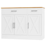 Load image into Gallery viewer, Shintenchi Modern Farmhouse Sideboard Buffet Cabinet, 42" Barn Doors Wood Coffee Bar Cabinet with 3 Doors &amp; Adjustable Shelf, Large Storage Console Cabinet for Kitchen Living Room Hallway, White