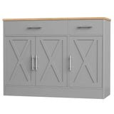 Load image into Gallery viewer, Shintenchi Modern Farmhouse Sideboard Buffet Cabinet, 42" Barn Doors Wood Coffee Bar Cabinet with 3 Doors &amp; Adjustable Shelf, Large Storage Console Cabinet for Kitchen Living Room Hallway, White