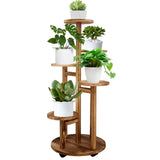 Load image into Gallery viewer, GEEBOBO 5-Tier Tall Plant Stand Indoor Wood Corner Flower Shelf (Brown)