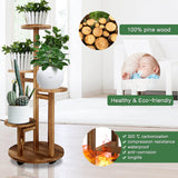 Load image into Gallery viewer, GEEBOBO 5-Tier Tall Plant Stand Indoor Wood Corner Flower Shelf (Brown)