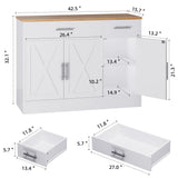 Load image into Gallery viewer, Shintenchi Modern Farmhouse Sideboard Buffet Cabinet, 42" Barn Doors Wood Coffee Bar Cabinet with 3 Doors &amp; Adjustable Shelf, Large Storage Console Cabinet for Kitchen Living Room Hallway, White