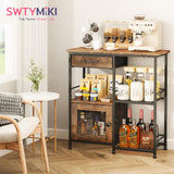 Load image into Gallery viewer, SWTYMIKI Farmhouse Coffee Bar Cabinet with Drawers, Multi-Purpose Buffet Sideboard Cabinet, Coffee Stand Station for Kitchen Living Room Corner Small Space, Espresso