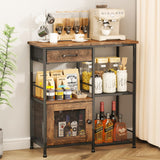 Load image into Gallery viewer, SWTYMIKI Farmhouse Coffee Bar Cabinet with Drawers, Multi-Purpose Buffet Sideboard Cabinet, Coffee Stand Station for Kitchen Living Room Corner Small Space, Espresso