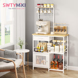 Load image into Gallery viewer, SWTYMIKI Farmhouse Coffee Bar Cabinet with Drawers, Multi-Purpose Buffet Sideboard Cabinet, Coffee Stand Station for Kitchen Living Room Corner Small Space, Espresso