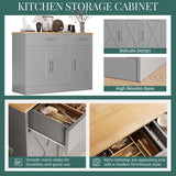 Load image into Gallery viewer, Shintenchi Modern Farmhouse Sideboard Buffet Cabinet, 42" Barn Doors Wood Coffee Bar Cabinet with 3 Doors &amp; Adjustable Shelf, Large Storage Console Cabinet for Kitchen Living Room Hallway, White