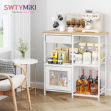 Load image into Gallery viewer, SWTYMIKI Farmhouse Coffee Bar Cabinet with Drawers, Multi-Purpose Buffet Sideboard Cabinet, Coffee Stand Station for Kitchen Living Room Corner Small Space, Espresso