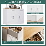 Load image into Gallery viewer, Shintenchi Modern Farmhouse Sideboard Buffet Cabinet, 42" Barn Doors Wood Coffee Bar Cabinet with 3 Doors &amp; Adjustable Shelf, Large Storage Console Cabinet for Kitchen Living Room Hallway, White
