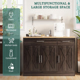 Load image into Gallery viewer, Shintenchi Modern Farmhouse Sideboard Buffet Cabinet, 42" Barn Doors Wood Coffee Bar Cabinet with 3 Doors &amp; Adjustable Shelf, Large Storage Console Cabinet for Kitchen Living Room Hallway, White