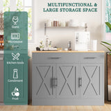 Load image into Gallery viewer, Shintenchi Modern Farmhouse Sideboard Buffet Cabinet, 42" Barn Doors Wood Coffee Bar Cabinet with 3 Doors &amp; Adjustable Shelf, Large Storage Console Cabinet for Kitchen Living Room Hallway, White
