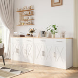 Load image into Gallery viewer, Shintenchi Modern Farmhouse Sideboard Buffet Cabinet, 42" Barn Doors Wood Coffee Bar Cabinet with 3 Doors &amp; Adjustable Shelf, Large Storage Console Cabinet for Kitchen Living Room Hallway, White