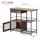 Load image into Gallery viewer, SWTYMIKI Farmhouse Coffee Bar Cabinet with Drawers, Multi-Purpose Buffet Sideboard Cabinet, Coffee Stand Station for Kitchen Living Room Corner Small Space, Espresso