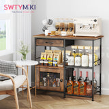 Load image into Gallery viewer, SWTYMIKI Farmhouse Coffee Bar Cabinet with Drawers, Multi-Purpose Buffet Sideboard Cabinet, Coffee Stand Station for Kitchen Living Room Corner Small Space, Espresso