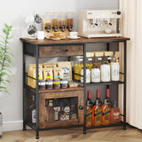 Load image into Gallery viewer, SWTYMIKI Farmhouse Coffee Bar Cabinet with Drawers, Multi-Purpose Buffet Sideboard Cabinet, Coffee Stand Station for Kitchen Living Room Corner Small Space, Espresso